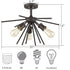 Vintage Sputnik Semi Flush Ceiling Lights, Golden Bronze